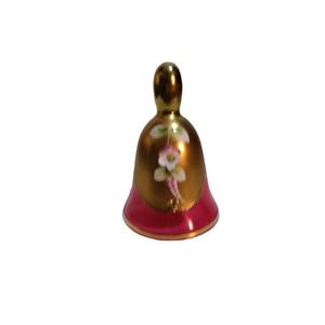 Vintage Bohemian Crystal Bell. Has a Clanger. Beautiful Gold over Cranberry